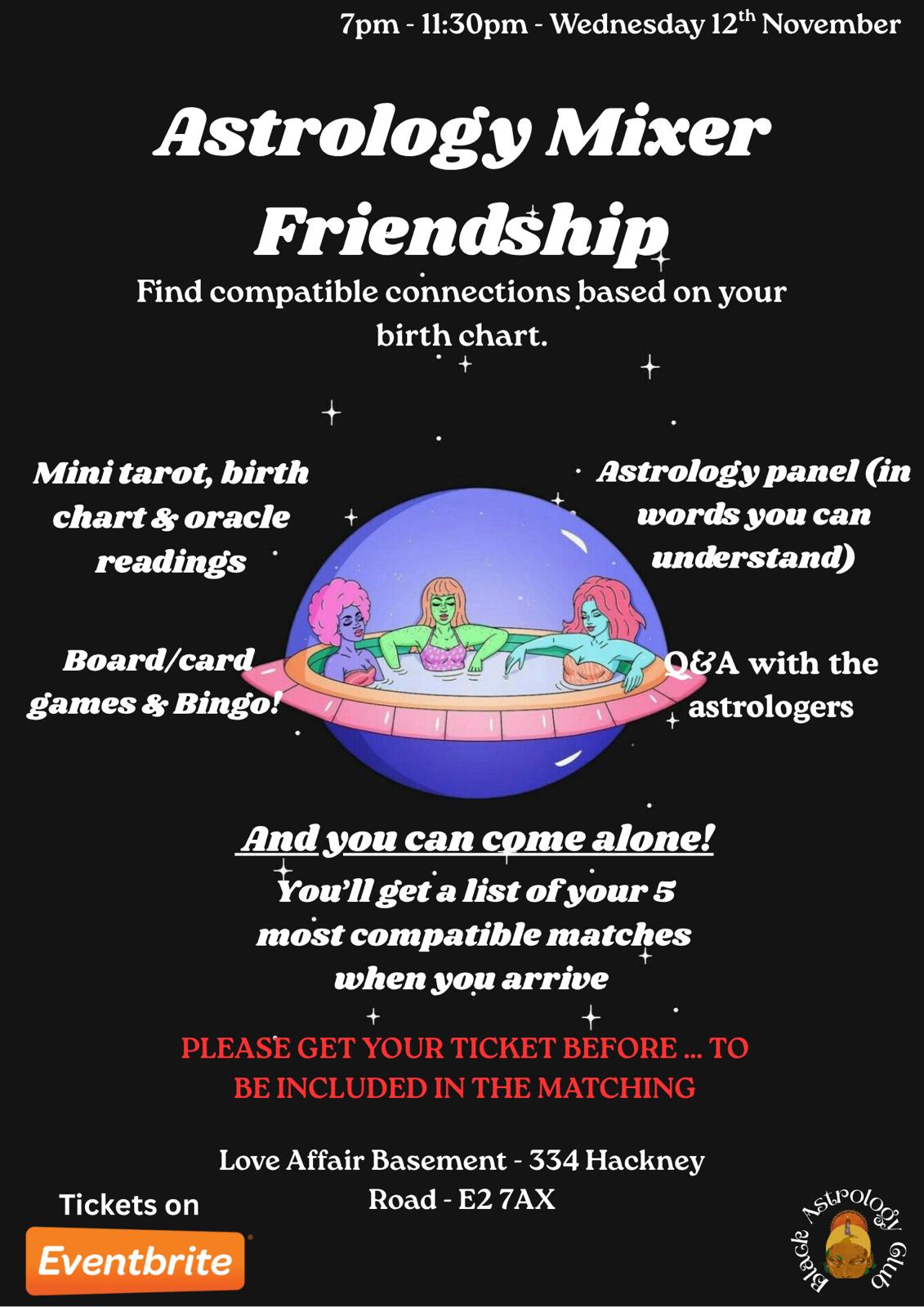 Black Astrology Club Friendship Astro Mixer Readings (Mini Birth Chart or Mini Oracle Card)